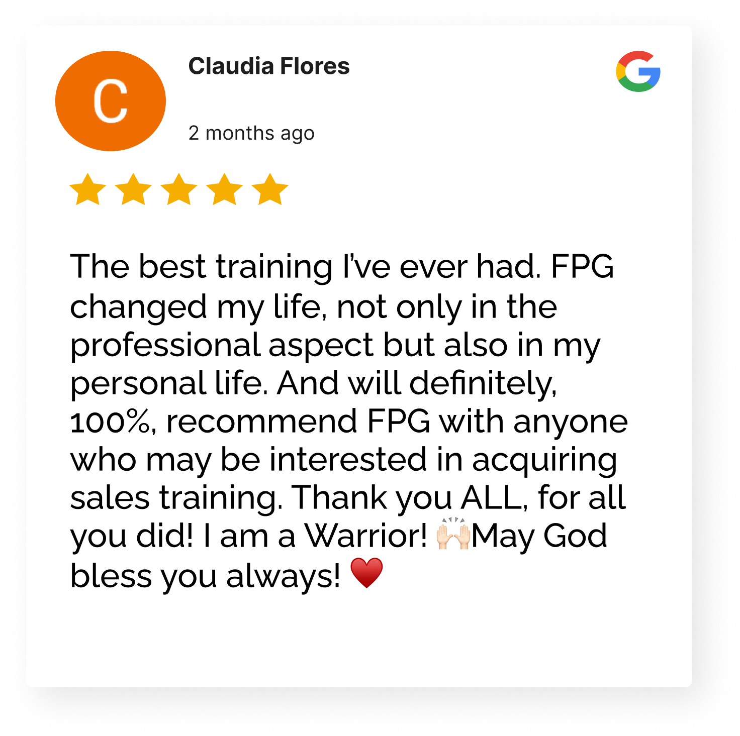 FPG sales training customer review
